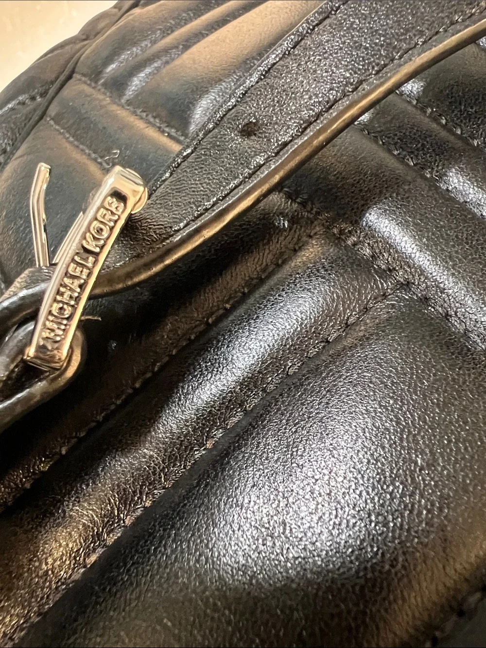 Michael Kors Abbey Black Quilted Leather Backpack